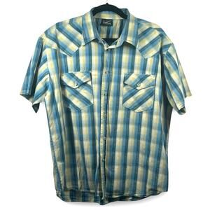 RockSteady Plaid Pearl Button Shirt Men's Size‎ Large Casual Button Down Preppy